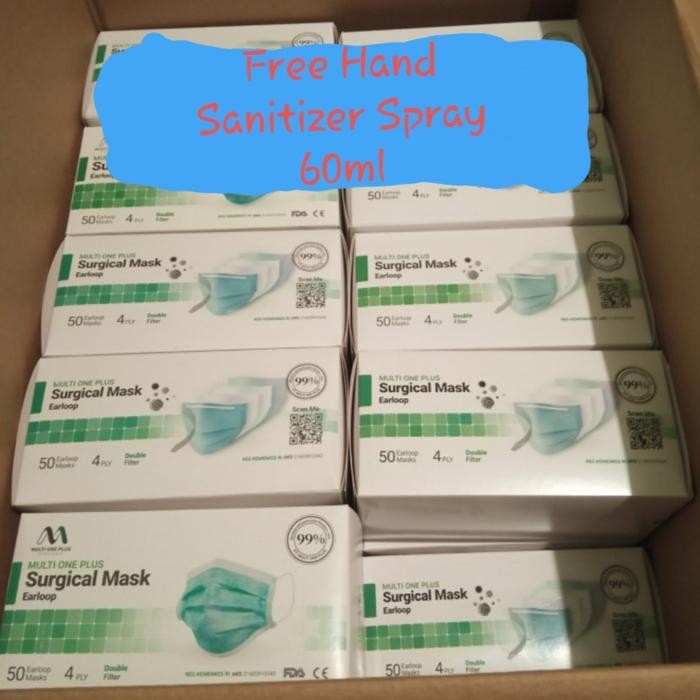 KJB SURGICAL MASK MULTI ONE PLUS PREMIUM 4 PLY EARLOOP