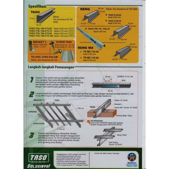 Taso Baja Ringan C75.75 / Baja Ringan Canal Taso Best Seller
