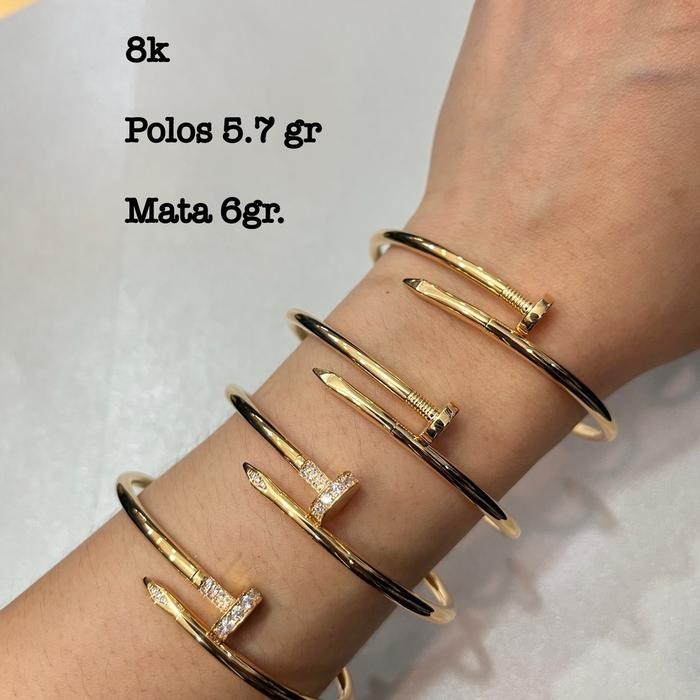 Gelang bangle paku mataa polos rosegold