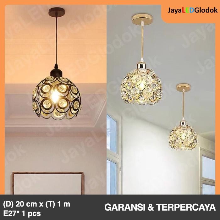 Terbaik Lampu Gantung Minimalis Kristal Ruang Tamu Teras Hias Hitam Emas 429 Terlariss 