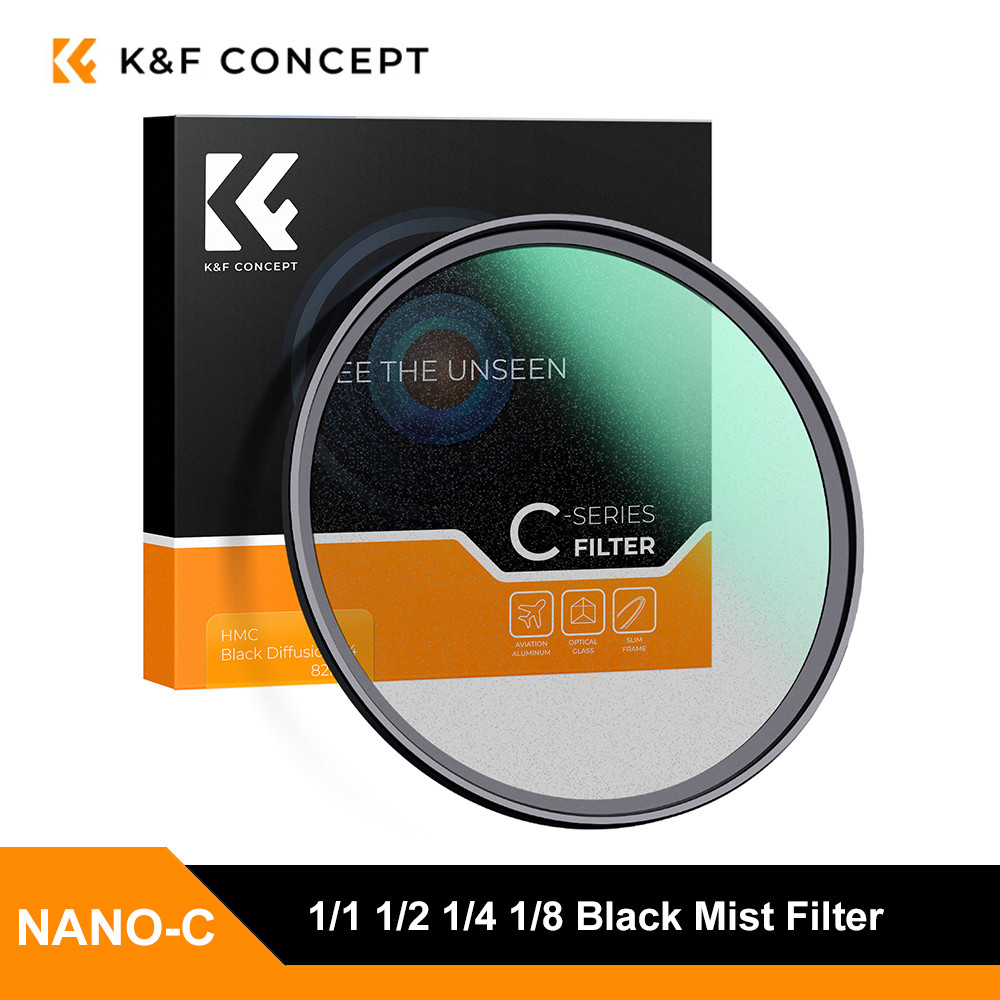 K&F Concept 1/1 1/2 1/4 1/8 Black Mist Diffusion Camera Lens Filter 49Mm 52Mm 58Mm 62Mm 67Mm 72Mm