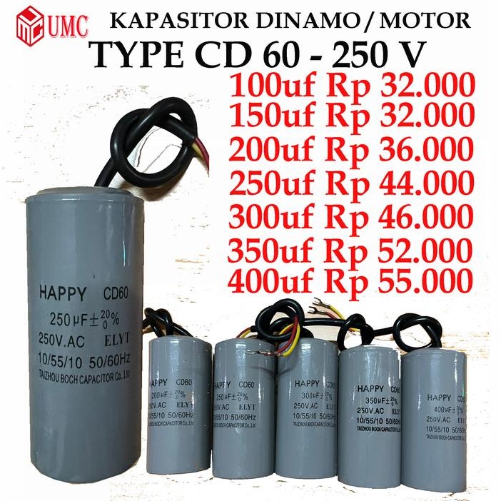 CD60 kapasitor motor starting 250v Capacitor dinamo kompresor
