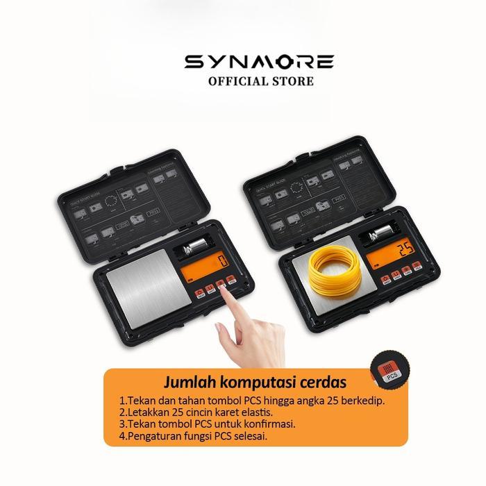 SYNMORE Timbangan Emas Dual Range 500g/0.01g & 50g/0.001g Perhiasan Berlian Logam Mulia Mini Saku