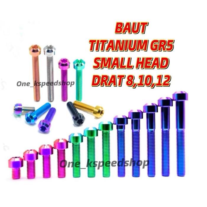 Gr5 Baut Titanium Pillar Kepala Kecil Small Head Drat M6 M8 M10 M12 M6X15 M6X20 M6X25 M6X30 M8X25