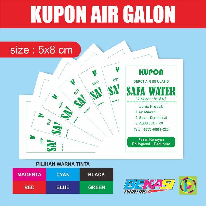 70 GSM Cetak Kupon Depot Air Minum Isi Ulang / Refill Galon HVS - Tinta Hitam, Kertas Putih, Cetak 1