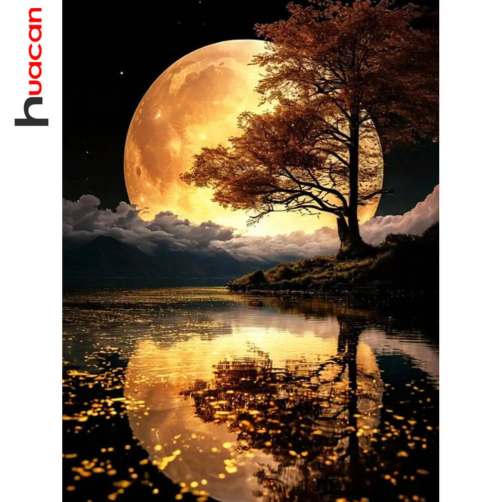 Full Round Drill Diamond Painting Rr Moon Diamond Mosaic Landscape Art Decorat Paintings
