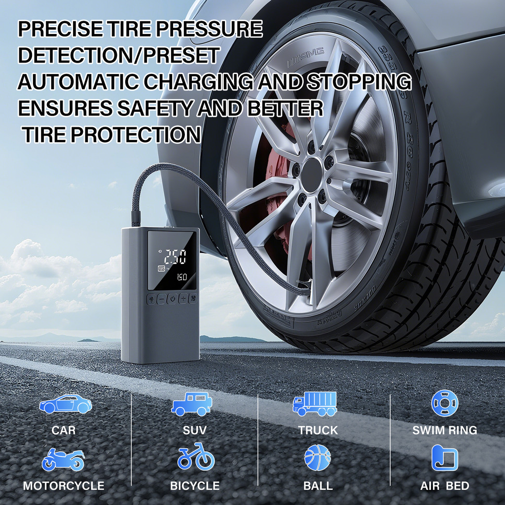 Car Inflator Pump Car Inflator Pump Digital Display Multi functional Portable Tire Inflator Bucket