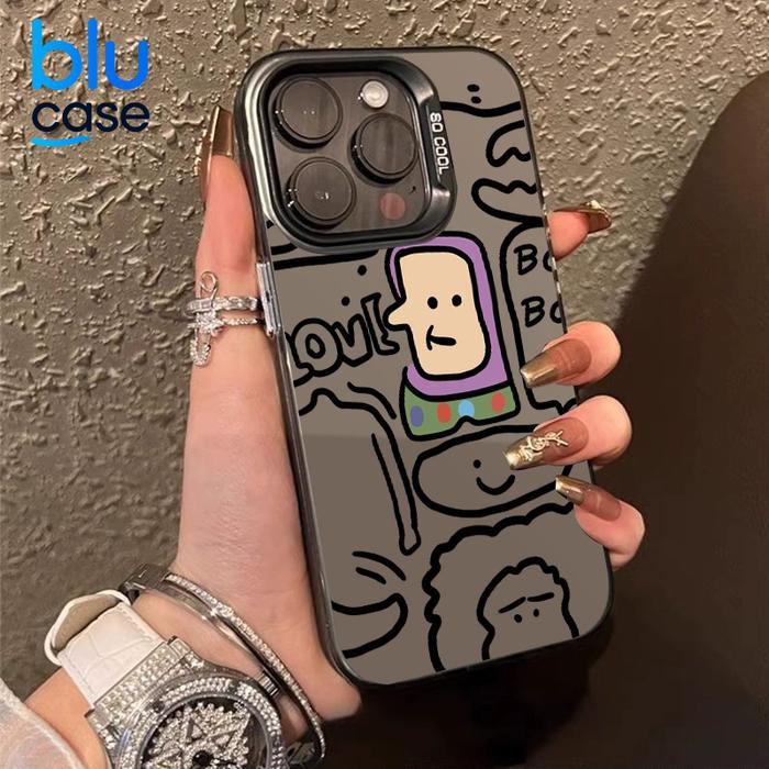 EKSLUSIF IP-Blu Case Casing iPhone 11-16 Pro Max Premium Anti Guncang & Anti Debu Hard Case Tipis