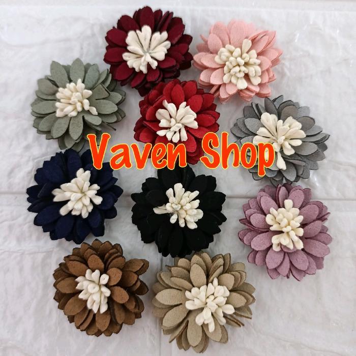 Aplikasi Bunga Suede 3 cm