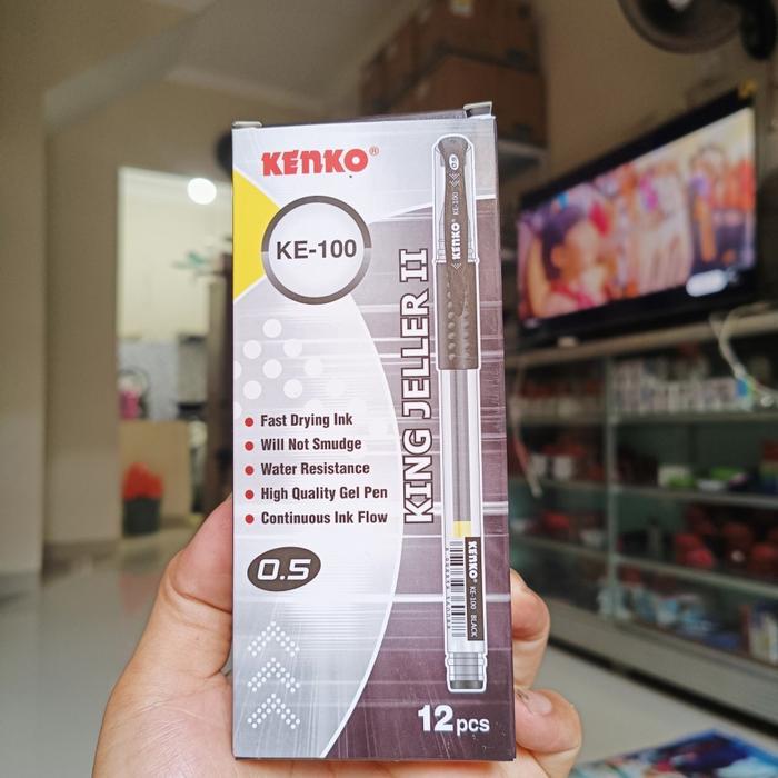 NEW PULPEN GEL PEN KENKO 1 PACK ISI 12 PCS KE100 KING JELLER II