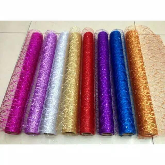 Wrapping Glitter l Brukat l Pembungkus Bunga l Jaring Glitter - Ungu Muda