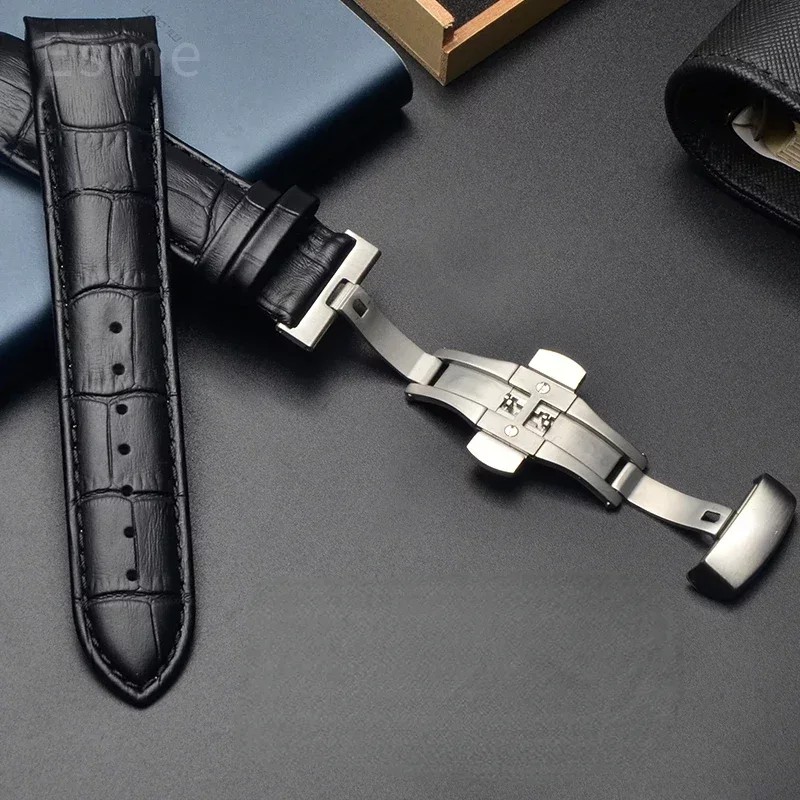 For Tissot 1853 Couturier Arc Interface Watchband Butterfly Clasp Male Cowhide Leather Watch Strap