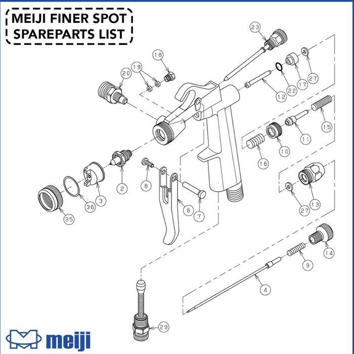 MEIJI FINER SPOT SPRAYGUN NO.10 - VALVE SEAT (407769)