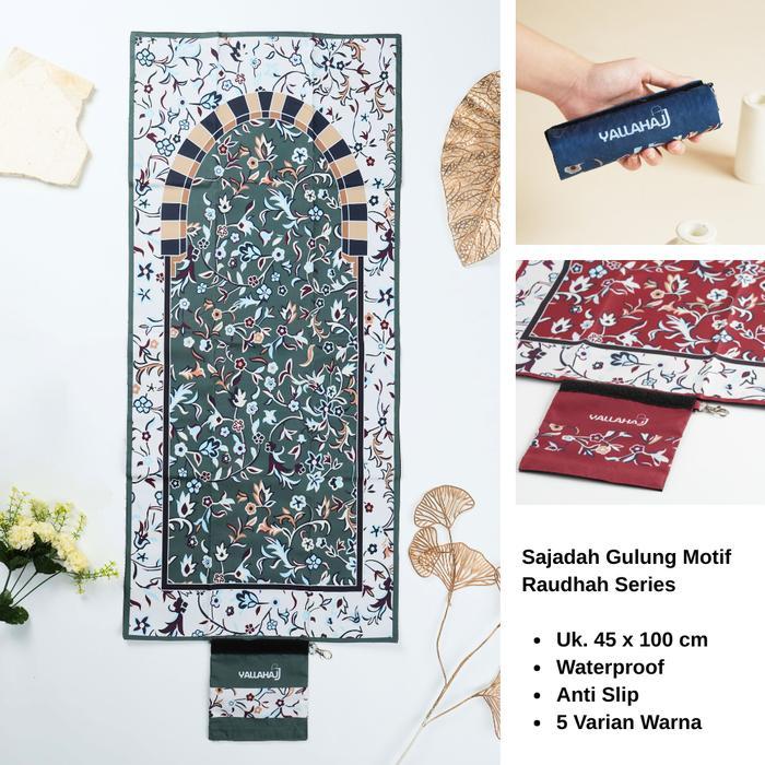 BOOM SALE Yallahajj Sajadah Travel Premium Lipat/Gulung Motif Raudhah Bahan Waterproof Lapis Anti