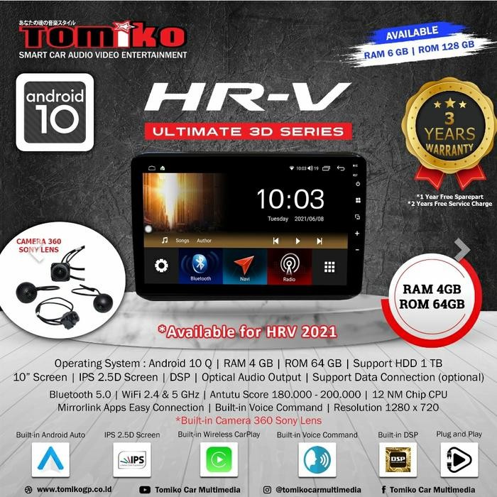 Headunit Android Tomiko Include 360 Oem Honda Hrv Headunit Android Grab/Gosend