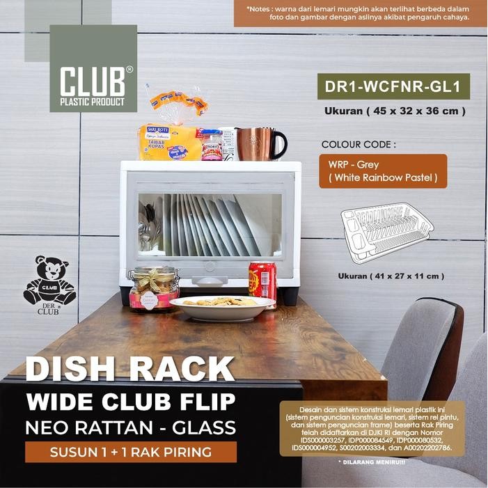 RAK PIRING KACA CLUB FLIP - TEMPAT PENYIMPANAN MAKANAN DR1 WCFNR RAK CHIKI RAK GELAS RAK PIRING