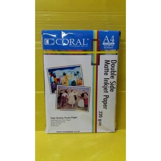 

Pilihan- Coral Inkjet Paper Double Side 220 Gram A4 / Photo Paper 2 Sisi