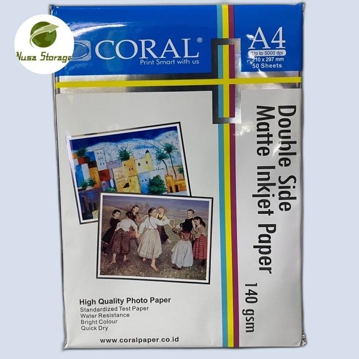 

Pilihan- Kertas Coral A4 140Gsm 50Sheets Matte Inkjet Double Side Pack 50 Sheets Kantor Paper