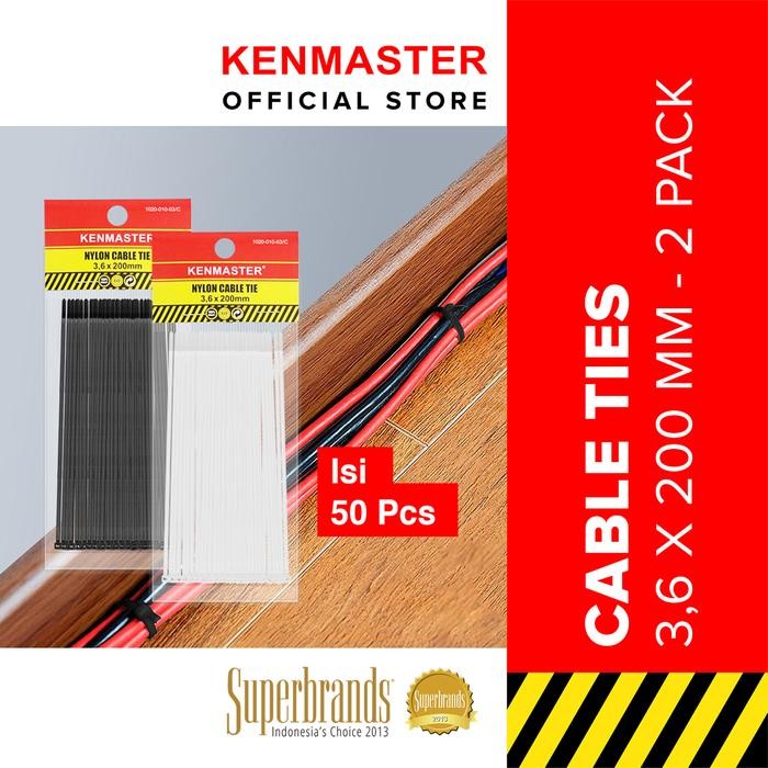 

Kenmaster Cable Ties 3.6 x 20 cm x 50 Pcs Black + White ( 2 Pack ) - BUND-0078