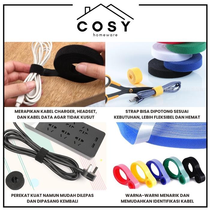 COSY Perekat Kabel Nylon Charger Headset Kabel Data Warna Warni / Perekat Strap Kabel Serbaguna /