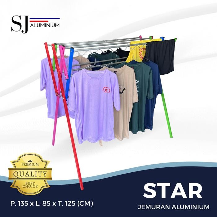 Lion Star House - Star - Jemuran Aluminium / Jemuran Baju & Pakaian / Rak Handuk Bayi Lipat - Warna