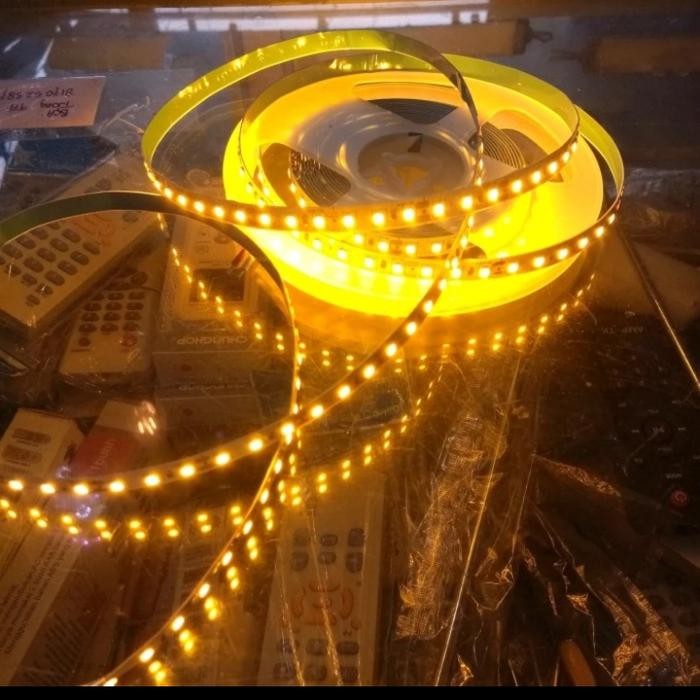 Lampu Led Strip 2835 Mata Rapat Dc 12V Warna Kuning Lemon 5M