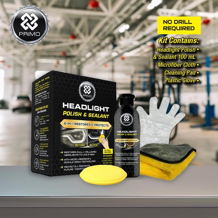 Pilihan- Primo Headlight Polish & Sealant 100 Ml Pembersih Restorer Mika Akrilik Head Lamp