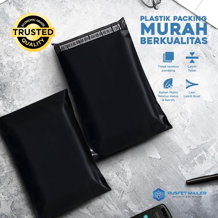 

PACKAGING OLSHOP AMPLOP POLYMAILER LOW COST EKONOMIS HITAM 25X35CM KODE 868