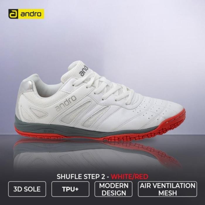 Terbaik Sepatu Tenis Meja Andro Shuffle Step 2 White Red Original 100% Ori