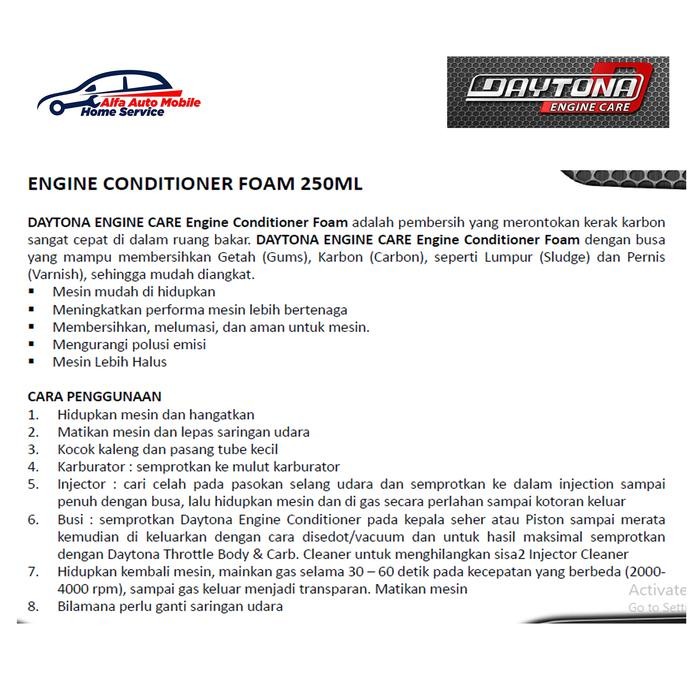DAYTONA ENGINE CONDITIONER FOAM - CARBON CLEANER GURAH MESIN BUKAN DCS