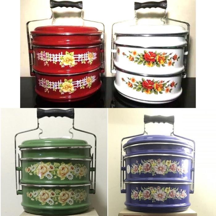 Rantang Enamel / Tenong Jadul 24 Cm / 3 Susun