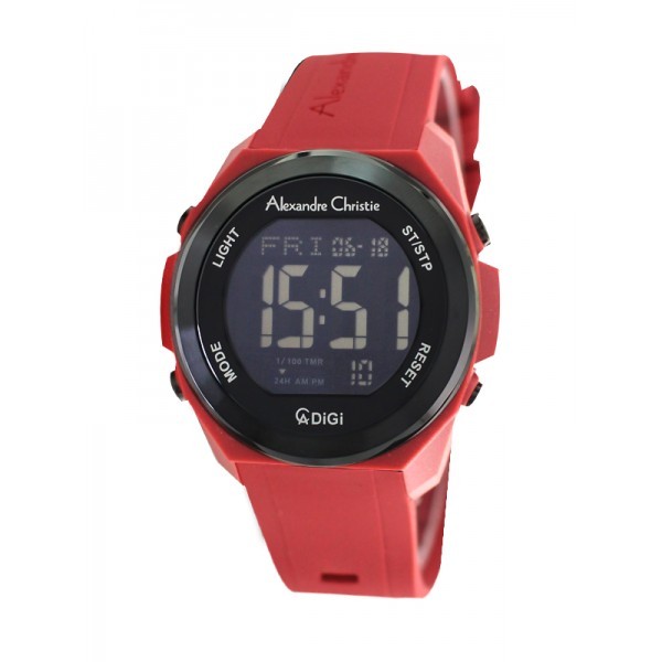 Jam Tangan Pria Alexandre Christie DiGi Original 100% Rubber Fashion Red 9342 MHRIGBARE