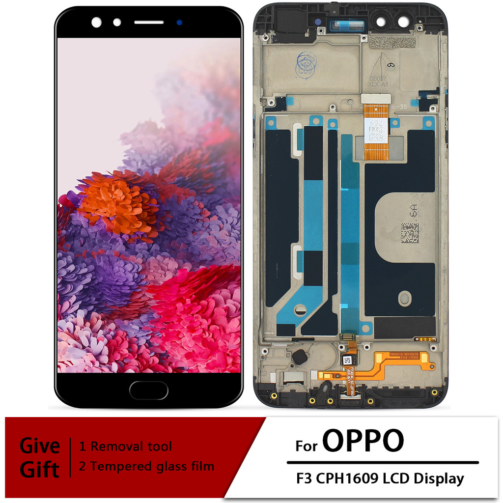 For OPPO F3 CPH1609 LCD Display Screen Touch Digitizer Assembly For 5.5 inch OPPO F3 With Frame Repl