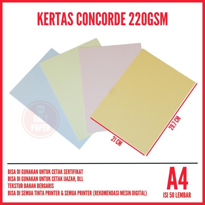 Pilihan- Kertas Concorde A4 220 Gr Isi 50 Lembar / Kertas 220Gsm Concorde A4