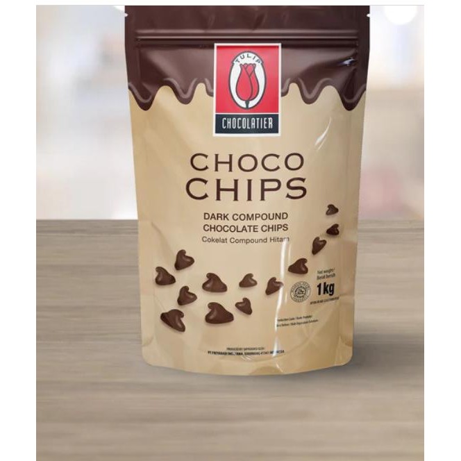 

Stok Baru Tulip Choco Chips Dark Compound Chocolate Chips Cokelat Compound Hitam 1kg