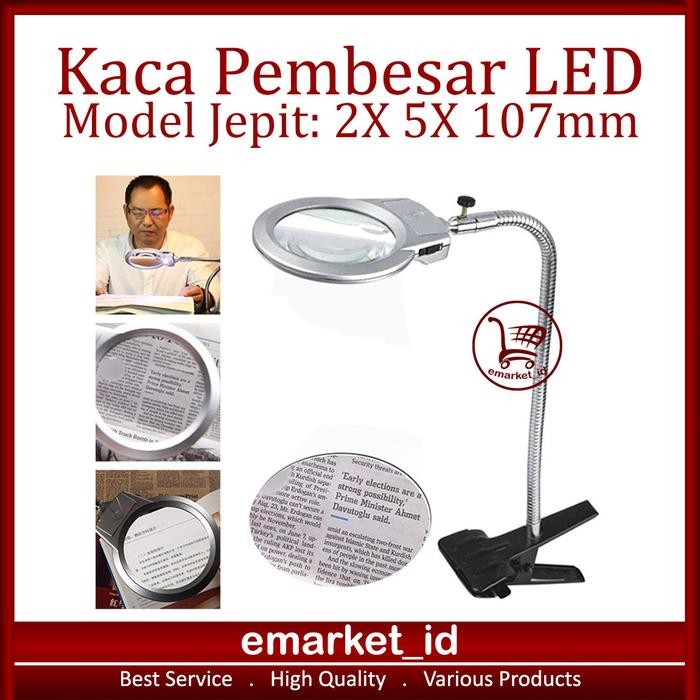 

SALE Kaca Pembesar Meja Jepit LED 2X 5X 107mm AE78 / Lampu Klip Lup Lensa