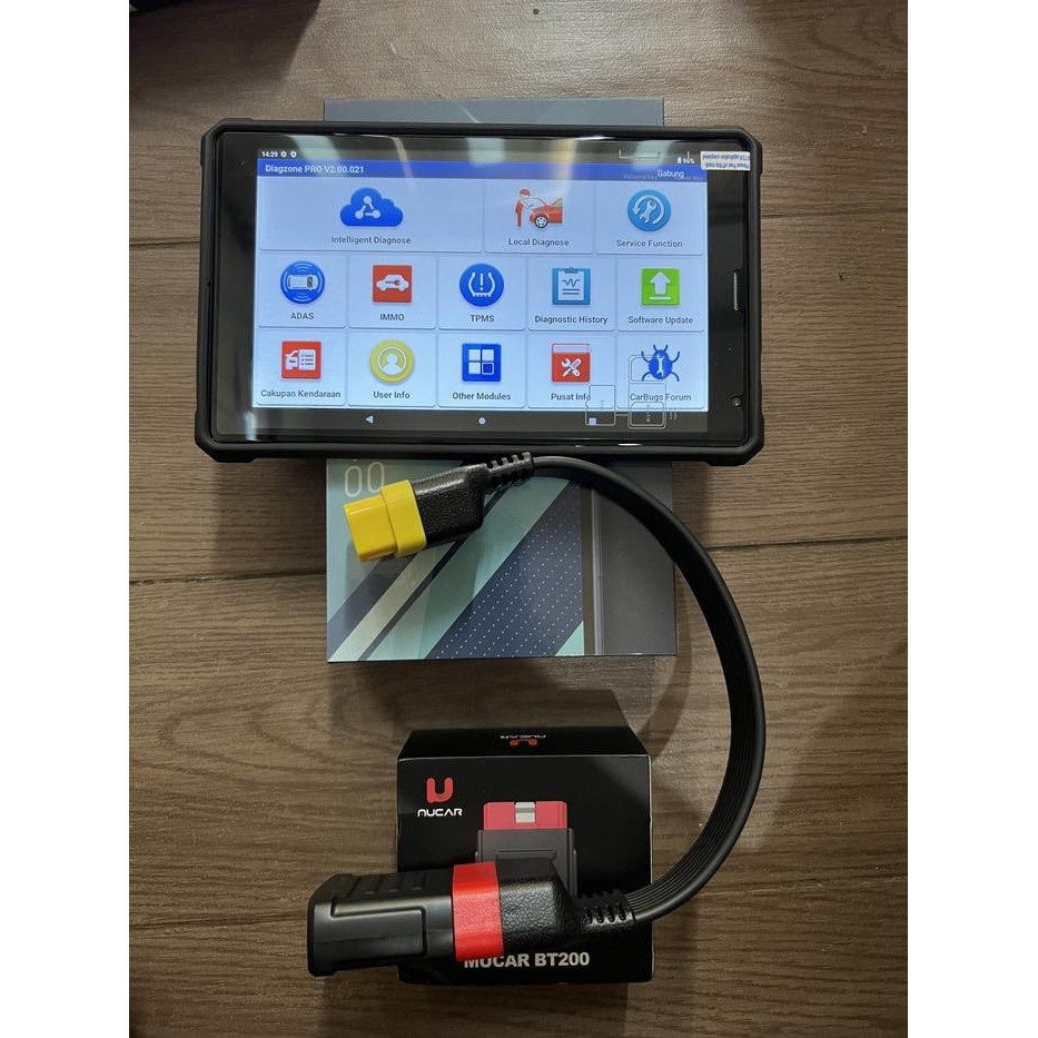 Mucar BT200 Diagzone pro + Tablet + Kabel Ekstensi OBD2 Launch DZ - Ad