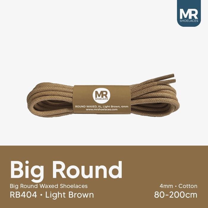 Pilihan- Tali Sepatu Lilin Bulat Coklat Muda Tebal 4Mm Variasi Ukuran