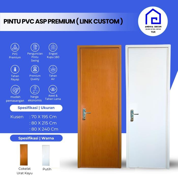 Pintu PVC kamar mandi / pintu PVC kamar tidur / pintu PVC kualitas bahan tebal custom ukuran