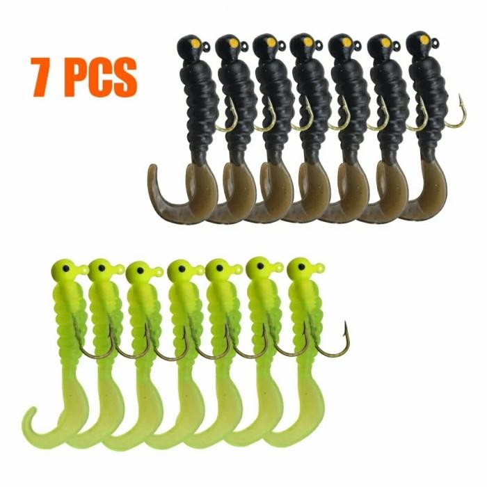 PJS Umpan Pancing Silikon Cacing Buatan Soft Lure Fishing Bait 7 PCS