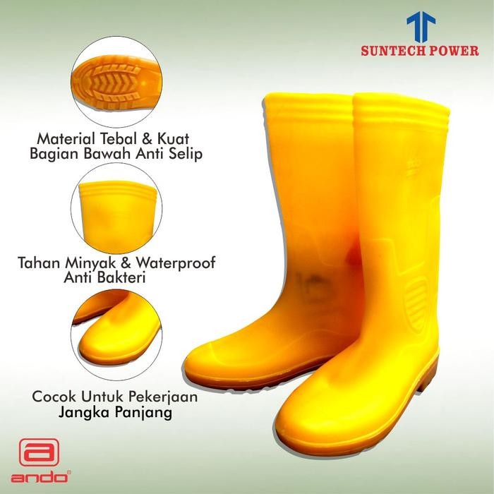 DISKON Sepatu Safety Boot Merk Ando Kuning 39 - 44 Rubber Safety Boot Kuning