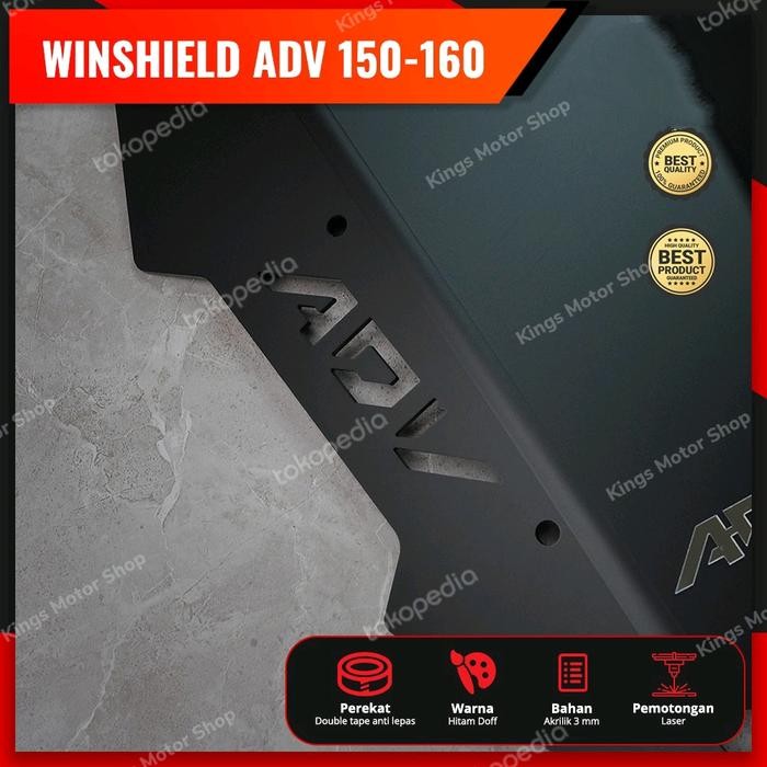 Visor Windshield Racing Honda Adv150 Adv160 Black Doff