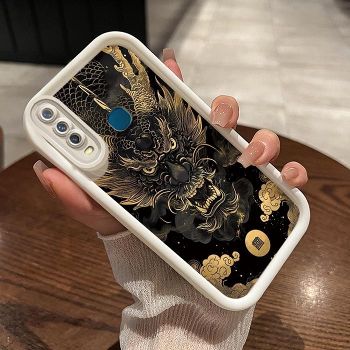 Casing Hp untuk VIVO Y17 Y15 Y12 Y12i Y3 Y3s 2020 Case pola naga Casing perlindungan lensa kamera