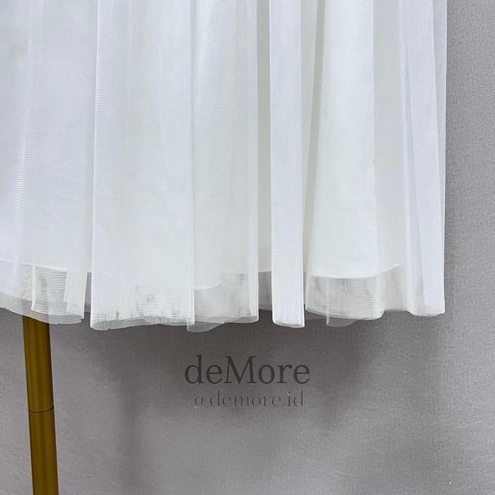 [DEMORE] - ROK TUTU TILE PANJANG WANITA PUTIH POLOS - BAWAHAN CASUAL REMPEL DEWASA - TULLE SKIRT