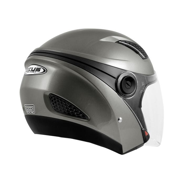 ZEUS ZS 610 DARK SILVER GLOSSY HALF FACE DOUBLE VISOR HELMET