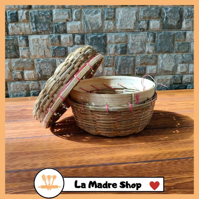 BESEK BAMBU Keranjang Bambu Bulat Bertutup Multifungsi