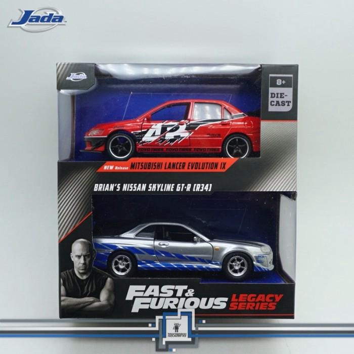SALE Jada Fast and Furious 1:32 Legacy Brian's Nissan Skyline GTR R34 & Mitsubishi Lancer Evolution