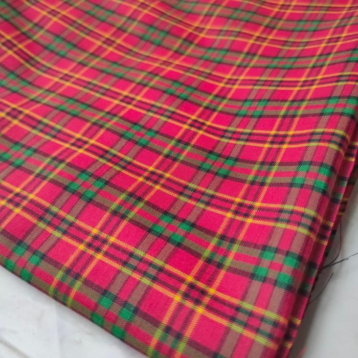 BAHAN KAIN YANDET YARNDET KOTAK SERAGAM MERAH HIJAU METERAN / YARD