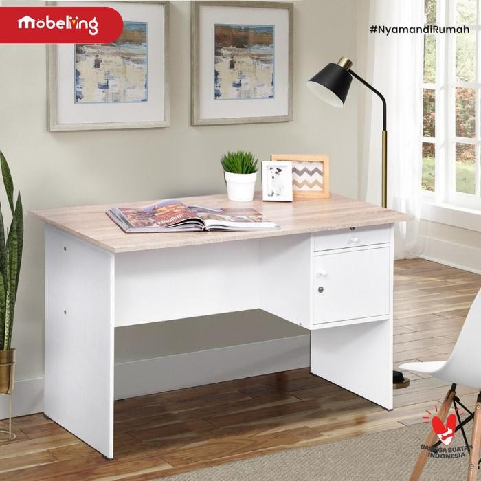 Meja Belajar Putih Sonoma Minimalis