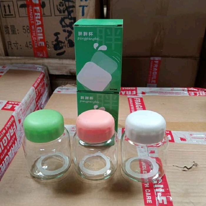 ISI 50PCS GELAS GAGANG KACA LUCU DAN UNIK WARNA BERVARIAN KEMASAN TERPISAH BUAH TANGAN DAN